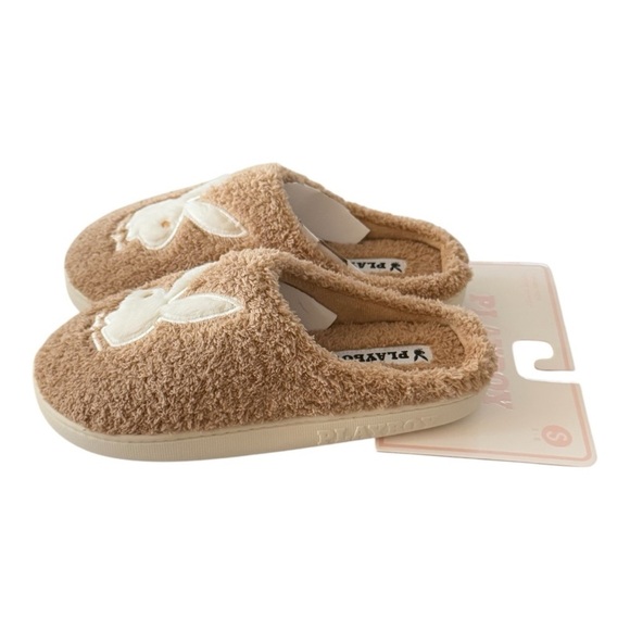 PLAYBOY Slip On Playboy Bunny Head Slippers Tan Size S NEW - Picture 5 of 5
